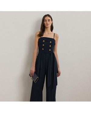 Ralph Lauren Ralph Lauren Satin & Crepe Strapless Jumpsuit - Blue