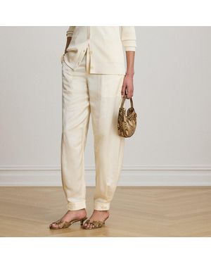 Ralph Lauren Shantung Barrel Cargo Ankle Pant - Natural