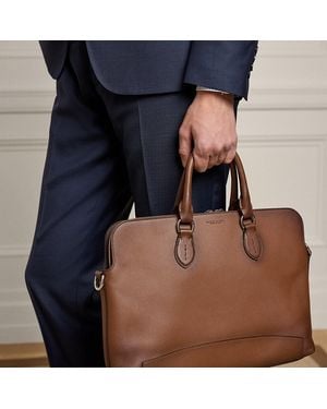 Ralph Lauren Voyager Burnished Calfskin Briefcase - Brown
