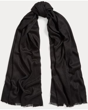 Ralph Lauren Sciarpa in misto cotone con logo - Nero