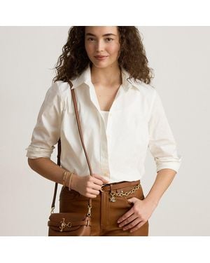 Ralph Lauren Leather Small Blaike Crossbody Bag - White