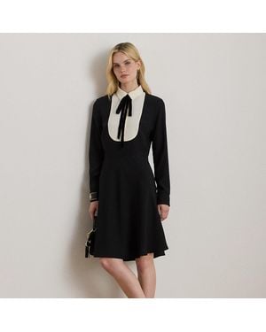 Ralph Lauren Ralph Lauren Two-Tone Georgette Tie-Neck Dress - Black
