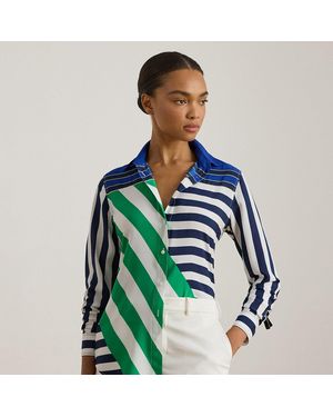 Ralph Lauren Classic Fit Striped Crepe Shirt - Blue