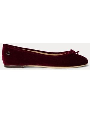 Ralph Lauren Ballerines Jayna Iii En Velours - Rouge