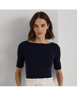 Ralph Lauren Stretch Cotton Boatneck Tee - Blue