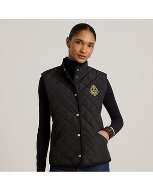 Ralph Lauren Crest-Patch Corduroy-Trim Quilted Gilet - Black
