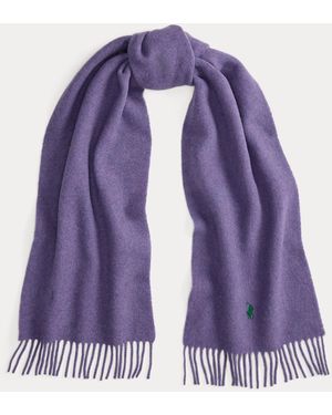 Polo Ralph Lauren Fringe-Trim Wool Scarf - Purple