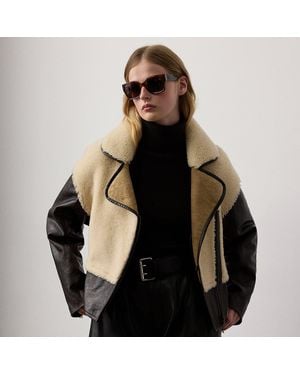 Ralph Lauren Bikerjacke Silvester Aus Lammfell - Schwarz