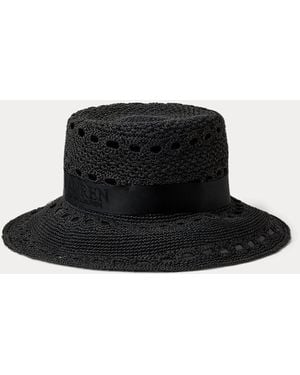 Ralph Lauren Cappellino bob in paglia all'uncinetto - Nero