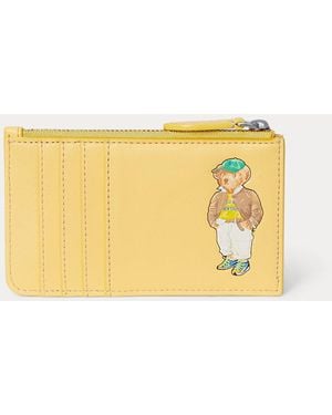 Polo Ralph Lauren Kartenetui Aus Leder Mit Polo Bear - Gelb