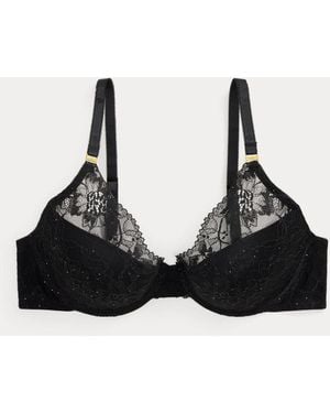 Ralph Lauren Sequinned Lace Plunge Bra - Black