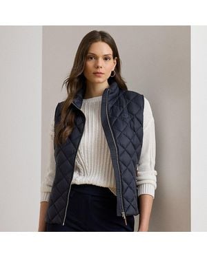 Ralph Lauren Diamond-Quilted Mockneck Down Gilet - Blue