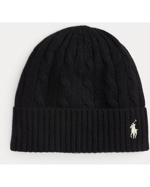 Polo Ralph Lauren Cable-Knit Wool-Cashmere Beanie - Black