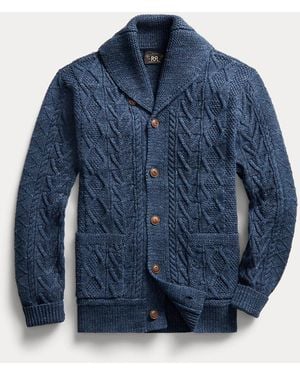 RRL Aran-Knit Cotton Cardigan - Blue