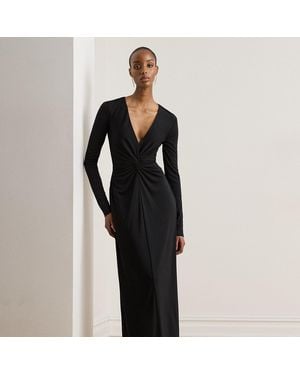 Ralph Lauren Twist-Front Stretch Jersey Gown - Black