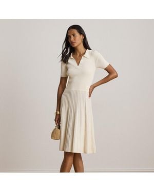 Ralph Lauren Rib-Knit Short-Sleeve Jumper Dress - Natural
