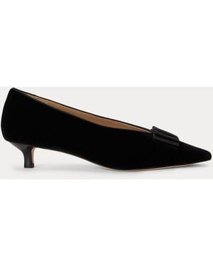 Ralph Lauren Francesca Bow-Trim Velvet Pump - Black