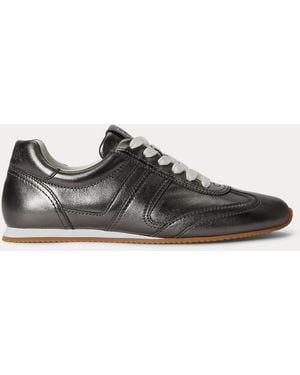 Ralph Lauren Dani Metallic Nappa Low-Profile Sneaker - Black