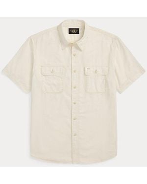 RRL Geweven Werkoverhemd Selvedge Details - Naturel
