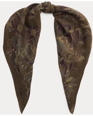 Ralph Lauren Carré Fleuri En Cachemire - Vert
