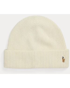 Polo Ralph Lauren Signature Pony Wool-Blend Beanie - Natural