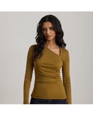 Ralph Lauren Jersey Asymmetrical Long-Sleeve Top - Green