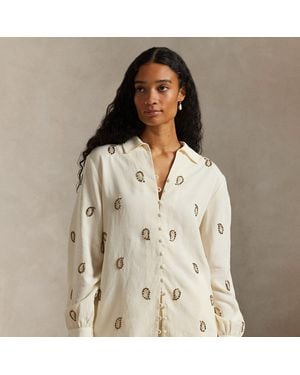 Ralph Lauren Beaded Paisley Top - Natural