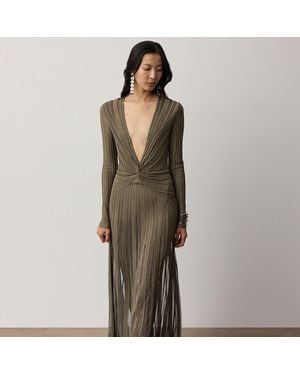 Ralph Lauren Metallic-Abendkleid Dabney Mit Falten - Grün
