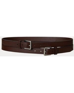 Ralph Lauren Cintura alta in pelle con doppia fibbia - Marrone