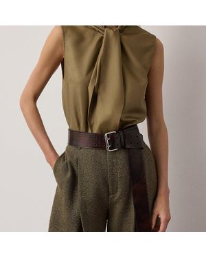 Ralph Lauren Distressed Double-Prong Long Belt - Green