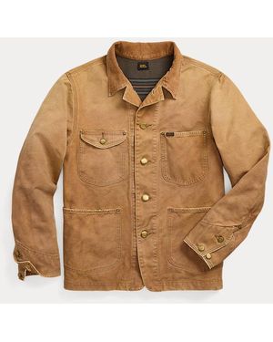 RRL Corduroy-Collar Canvas Jacket - Brown