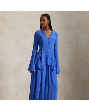 Polo Ralph Lauren Crinkled A-Line Wrap Skirt - Blue