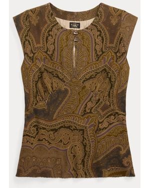 RRL Paisley Twill Bias-Cut Blouse - Green
