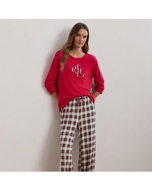 Ralph Lauren Pigiama scozzese in jersey - Rosso