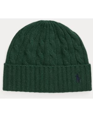 Polo Ralph Lauren Cable-Knit Merino Wool-Blend Beanie - Green