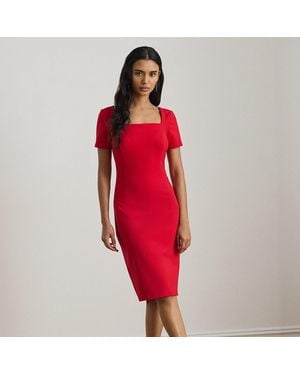 Ralph Lauren Faille Short-Sleeved Cocktail Dress - Red