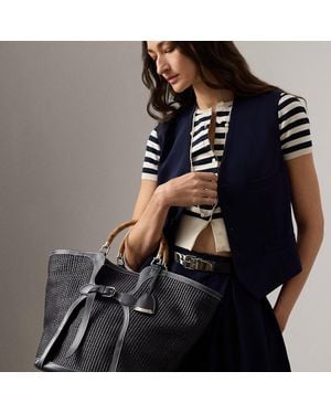 Ralph Lauren Le Grand Cabas Ralph Lauren En Raphia Tressé - Noir