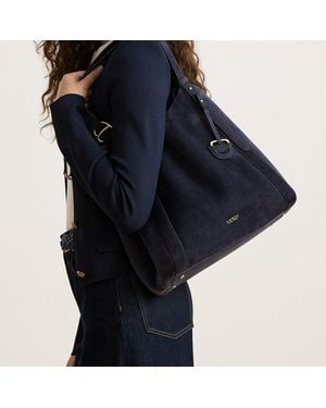 Ralph Lauren Sheep-Suede Large Tasha Tote Bag - Blue