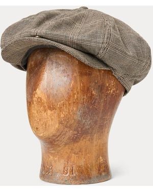 RRL Glen Plaid Wool Twill Newsboy Cap - Natural