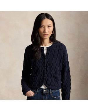 Polo Ralph Lauren Cable-Knit Cotton-Blend Cardigan - Blue