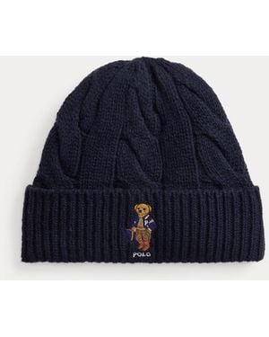 Ralph Lauren Polo Bear Cable Wool-Blend Beanie - Blue