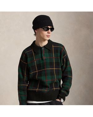 Polo Ralph Lauren Relaxed Fit Plaid Wool Polo Jumper - Black