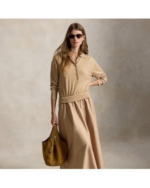 Polo Ralph Lauren Hybrid Knit Polo-Bodice Dress - Natural