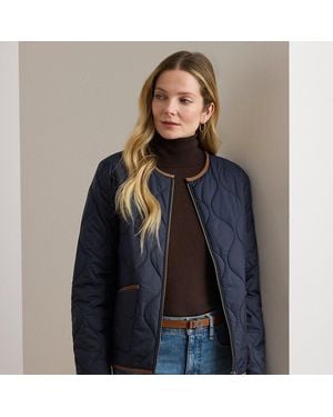 Ralph Lauren Twill-Trim Onion-Quilted Jacket - Blue