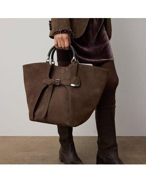 Ralph Lauren The Ralph Lauren Nubuck Pebbled Large Tote - Brown