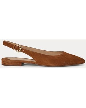 Ralph Lauren Londyn Suede Slingback Flat - Brown
