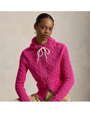 Polo Ralph Lauren Baumwoll-Kapuzenjacke Mit Zopfmuster - Pink