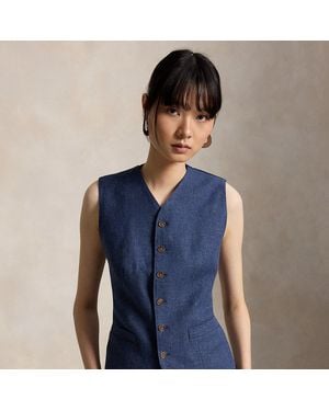 Polo Ralph Lauren Buttoned Linen-Cotton Waistcoat - Blue