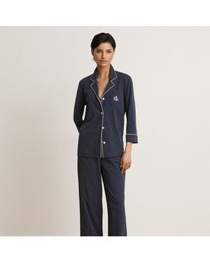 Ralph Lauren Katoenjersey Capri-Pyjamaset - Blauw
