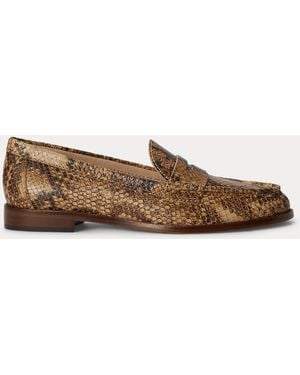 Ralph Lauren Wynnie Python-Embossed Leather Loafer - Brown